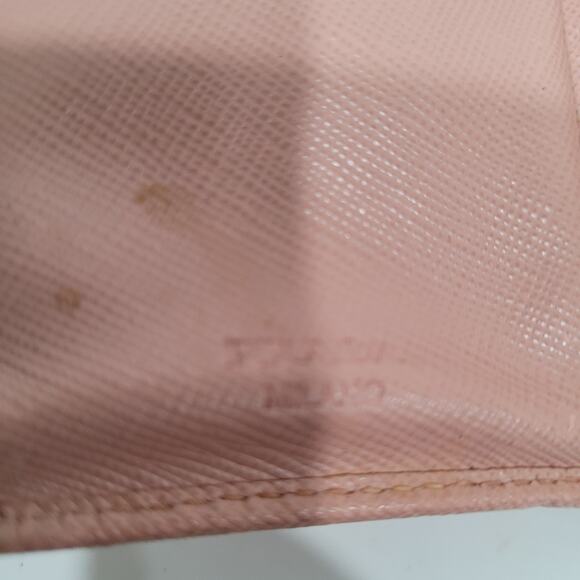 PRADA Saffiano Fiocco Orchidea Wallet Medium Bi Fold Light Pink Zip Around Logo - Picture 5 of 16